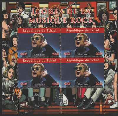 Chad 2020 Rock Music Icons of the Twentieth Century - Elton John perf sheetlet containing 4 values unmounted mint.