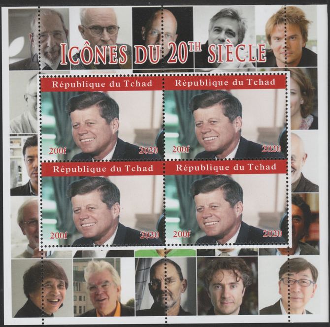 Chad 2020 Icons of the Twentieth Century - John Kennedy perf sheetlet containing 4 values unmounted mint.