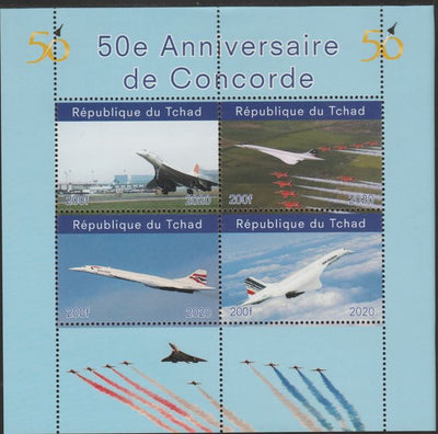 Chad 2020 50th Anniversary of Concorde perf sheetlet containing 4 values unmounted mint.