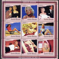 Guinea - Bissau 2001 Marilyn Monroe #1 perf sheetlet containing 9 values (9 x 350 FCFA) unmounted mint Mi 1911-19