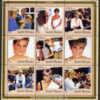 Guinea - Bissau 2001 Princess Diana perf sheetlet containing 9 values (9 x 350 FCFA) unmounted mint Mi 1929-37