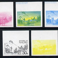 Nauru 1973 Catching Noddy Birds 30c definitive (SG 110) set of 5 unmounted mint IMPERF progressive proofs on gummed paper (blue, magenta, yelow, black and blue & yellow)