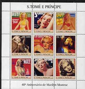 St Thomas & Prince Islands 2003 Marilyn Monroe perf sheetlet #1 containing 9 values unmounted mint Mi 2409-17