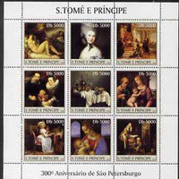 St Thomas & Prince Islands 2003 300th Anniversary of St Petersburg perf sheetlet containing 9 values (Paintings #2) unmounted mint Mi 2467-75