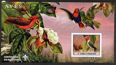 St Thomas & Prince Islands 2007 Birds #1 large imperf s/sheet containing 1 value (Scout logo in background) unmounted mint