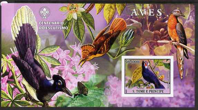 St Thomas & Prince Islands 2007 Birds #2 large imperf s/sheet containing 1 value (Scout logo in background) unmounted mint