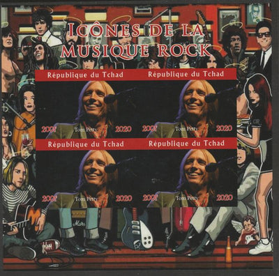 Chad 2020 Rock Music Icons of the Twentieth Century - Tom Petty imperf sheetlet containing 4 values unmounted mint.