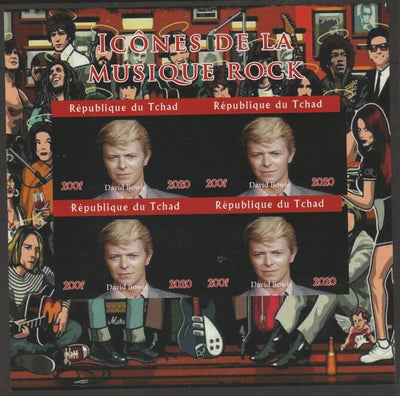 Chad 2020 Rock Music Icons of the Twentieth Century - David Bowie imperf sheetlet containing 4 values unmounted mint.