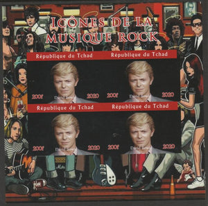 Chad 2020 Rock Music Icons of the Twentieth Century - David Bowie imperf sheetlet containing 4 values unmounted mint.