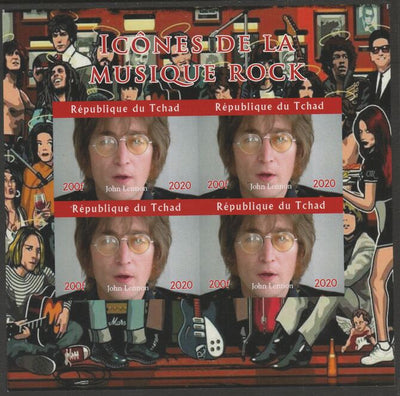 Chad 2020 Rock Music Icons of the Twentieth Century - John Lennon imperf sheetlet containing 4 values unmounted mint.