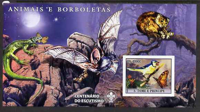 St Thomas & Prince Islands 2007 Animals & Butterflies #2 large imperf s/sheet containing 1 value (Scout logo in background) unmounted mint