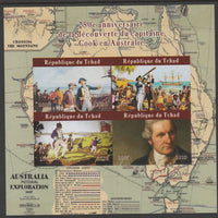 Chad 2020 250th Anniversary of Capt Cook's Voyage to Australia imperf sheetlet containing 4 values unmounted mint.