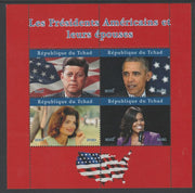 Chad 2020 US Presidents & First Ladies - the Kennedys & Obamas perf sheetlet containing 4 values unmounted mint. Note this item is privately produced and is offered purely on its thematic appeal