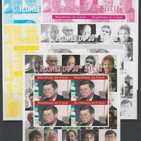 Chad 2020 Icons of the 20th Century - John Kennedy imperf set of 5 progressive sheets comprising the 4 individual colours and completed design unmounted mint. Note this item is privately produced and is offered purely on its thematic appeal