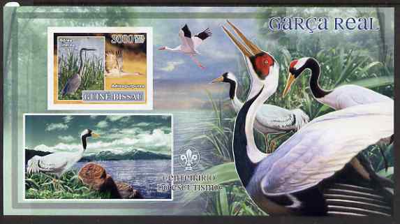 Guinea - Bissau 2007 Birds - Herons large imperf s/sheet containing 1 value (Scout logo in background) unmounted mint