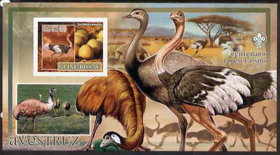 Guinea - Bissau 2007 Birds - Ostriches large imperf s/sheet containing 1 value (Scout logo in background) unmounted mint