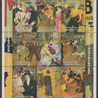 Madagascar,1998Paintings by Toulouse Lautrec perf sheetlet containing 9 values with Philex 99 imprint unmounted mint. Note this item is privately produced and is offered purely on its thematic appeal