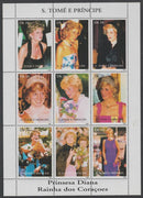 St Thomas & Prince Islands 1997 Princess Diana perf sheetlet containing 9 values unmounted mint. Note this item is privately produced and is offered purely on its thematic appeal
