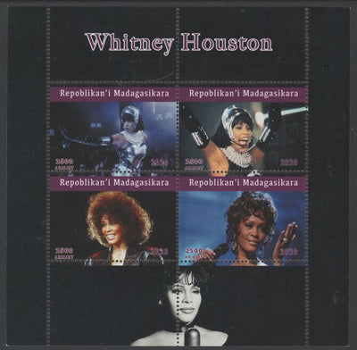 Madagascar 2020 Whitney Houston perf sheetlet containing 4 values unmounted mint. Note this item is privately produced and is offered purely on its thematic appeal