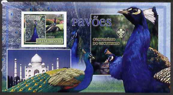 Guinea - Bissau 2007 Birds - Peacocks large imperf s/sheet containing 1 value (Scout logo in background) unmounted mint