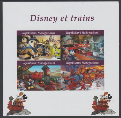 Madagascar 2020 Disney Trains imperf sheetlet containing 4 values unmounted mint. Note this item is privately produced and is offered purely on its thematic appeal