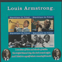 Chad 2020 Louis Armstrong imperf sheetlet containing 4 values unmounted mint. Note this item is privately produced and is offered purely on its thematic appeal