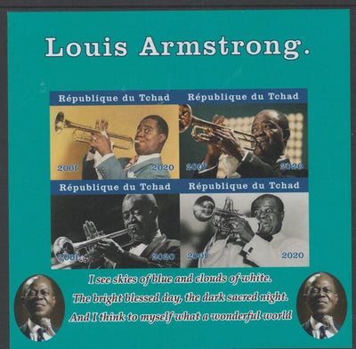 Chad 2020 Louis Armstrong imperf sheetlet containing 4 values unmounted mint. Note this item is privately produced and is offered purely on its thematic appeal