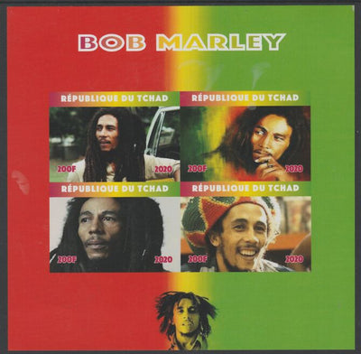 Chad 2020 Bob Marley imperf sheetlet containing 4 values unmounted mint. Note this item is privately produced and is offered purely on its thematic appeal