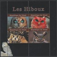 Chad 2020 Birds - Owls perf sheetlet containing 4 values unmounted mint. Note this item is privately produced and is offered purely on its thematic appeal