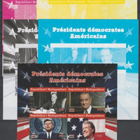 Madagascar 2020 US Presidents - Kennedy, Clinton, LBJ & FD Roosevelt - imperf set of 5 progressive sheets comprising the 4 individual colours and completed design unmounted mint. Note this item is privately produced and is offered……Details Below