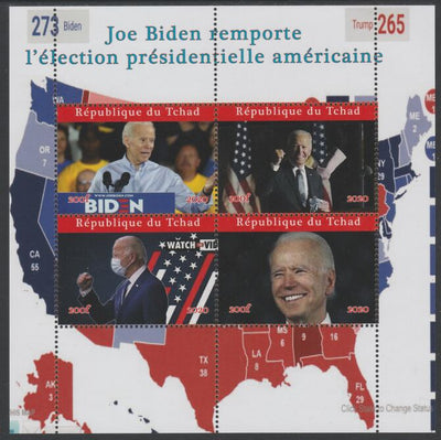 Chad 2020 Joe Biden President Elect perf sheet containing 4 values unmounted mint. Note this item is privately produced and is offered purely on its thematic appeal