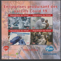 Chad 2020 Companies producing Covid 19 Vaccines perf sheet containing 4 values unmounted mint. Note this item is privately produced and is offered purely on its thematic appeal