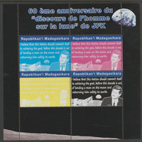 Madagascar 2021 60th Anniversary of JFK's Man on the Moon speech, #2 perf sheetlet containing 4 values unmounted mint. Note this item is privately produced and is offered purely on its thematic appeal