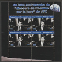 Madagascar 2021 60th Anniversary of JFK's Man on the Moon speech, #3 perf sheetlet containing 4 values unmounted mint. Note this item is privately produced and is offered purely on its thematic appeal