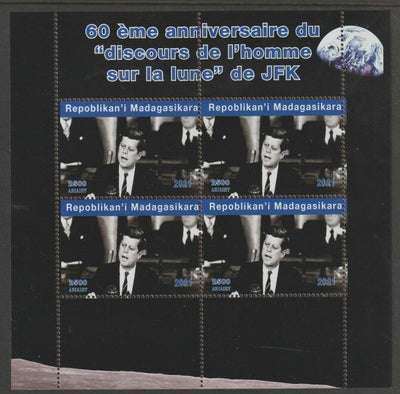 Madagascar 2021 60th Anniversary of JFK's Man on the Moon speech, #3 perf sheetlet containing 4 values unmounted mint. Note this item is privately produced and is offered purely on its thematic appeal
