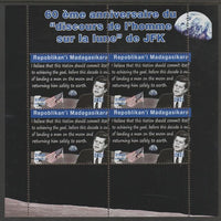 Madagascar 2021 60th Anniversary of JFK's Man on the Moon speech, #4 perf sheetlet containing 4 values unmounted mint. Note this item is privately produced and is offered purely on its thematic appeal