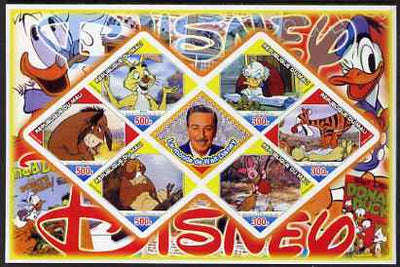 Mali 2006 The World of Walt Disney #02 imperf sheetlet containing 6 diamond shaped values plus label, unmounted mint