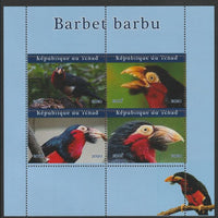 Chad 2020 Birds - Barbet barbu perf sheetlet containing 4 values unmounted mint. Note this item is privately produced and is offered purely on its thematic appeal