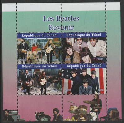 Chad 2020 The Beatles perf sheetlet containing 4 values unmounted mint. Note this item is privately produced and is offered purely on its thematic appeal