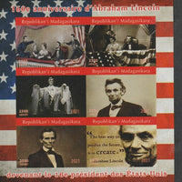 Madagascar 2021 160th Anniversary of Inauguration of Abraham Lincoln imperf sheetlet containing 6 values unmounted mint. Note this item is privately produced and is offered purely on its thematic appeal