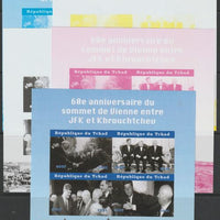 Madagascar 2021 60th Anniversary of Inauguration of President Kennedy #1 imperf sheetlet containing 4 values - the set of 5 imperf progressive proofs comprising the 4 individual colours plus all 4-colour composite, unmounted mint
