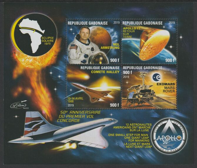 Gabon 2019 Apollo 11 - 50th Anniversary perf sheet #1 containing four values unmounted mint