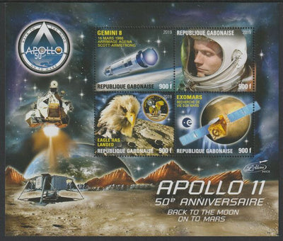 Gabon 2019 Apollo 11 - 50th Anniversary perf sheet #5 containing four values unmounted mint