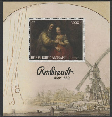 Gabon 2016 Rembrandt perf deluxe sheet containing one value unmounted mint