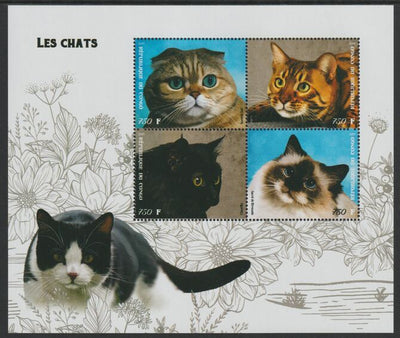 Congo 2019 Domestic Cats perf sheet containing four values unmounted mint