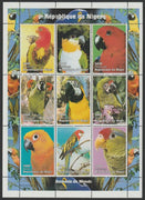 Niger Republic 1998 Animals of the World - Parrots perf sheetlet containing 9 values unmounted mint