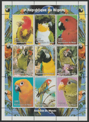 Niger Republic 1998 Animals of the World - Parrots perf sheetlet containing 9 values unmounted mint