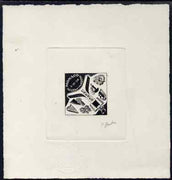 Monaco 1958 Inauguration of UNESCO - Cultural Emblems 25f die proof in black on sunken card with official impressed die and signed, as SG 612