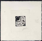 Monaco 1958 Inauguration of UNESCO - Children & Alphabets 50f die proof in black on sunken card with official impressed die and signed, as SG 613