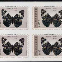 Honduras 1997 Butterflies m/sheet 20L+2L IMPERF block of 4 from uncut sheet, as SG MS1381. unmounted mint, rare thus